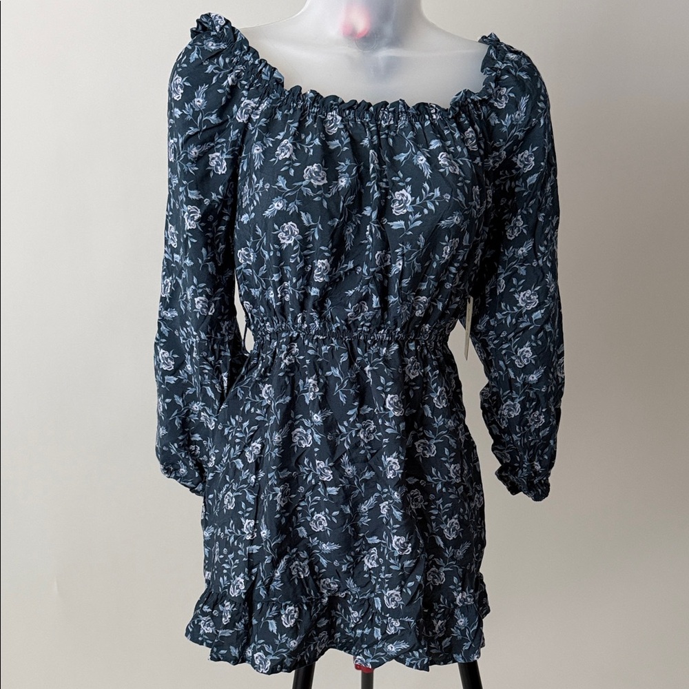 Liberty Love Navy Floral Off-Shoulder Blouse
